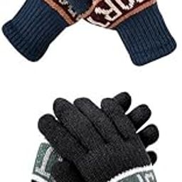 Men's Winter Woollen Pack of 2 Pairs Gloves For Cold Weather(SGD-385388)(Multicolor, Free)-image-83