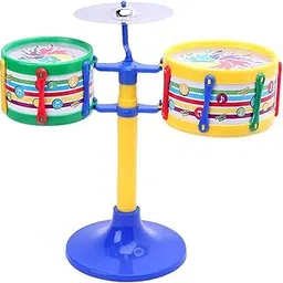 Game Phactory Jazz Drum Set Junior Musical Instrument with 2 Drums & Stick for Kids-image-4