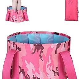 Pedicure Tub,18 * 28cm Foot Tub for Soaking Feet with Storage Bag, Portable Foot Spa Leg Massager for Pain Relief, Foldable Footbath Pail Soak Bucket for Home, Travel, Camping (Camouflage Red)-image-66