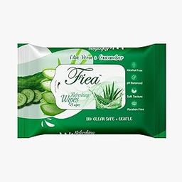 Fiea Refreshing Wipes, pH Balanced, Alcohol Free, Paraben Free, 25 Count (Medium, Aloe vera and cucumber)-49