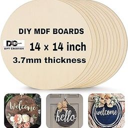 Devashri creation MDF Board Cutouts - 14 Inch 4mm Thick Circl Boards Set Of 4 + 4 HOOK | MDF Board for Lippan Art, Resin, Mandala, Painting & Art and Craft | Premium Round Pine Wood Slices for Artists and Students (14 inch)-30