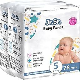 Jr. Sr. Baby Diaper Pants with Advanced Leak Protection | Soft & Comfortable| Small | 4-8 Kg | 156 Counts | Pack of 2-image-25