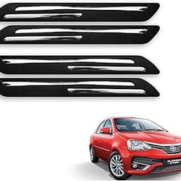 Kozdiko Car Double Chrome Rubber Bumper Protector Guard with Chrome Strips for Toyota Etios Platinum-18
