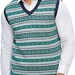 le arc Men's V-Neck Printed Woollen Sweater, Winter Wear, Regular Fit, Multi-Colour-picture-40