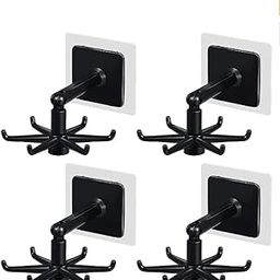 Aadhya Store Self-Adhesive Kitchen Hooks for Hanging 360° Rotating, Towel Hooks Suction Cup Hook Holder for Bathroom Home, Stick on Wall Door Cabinet Hook for Hanging.-4