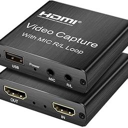 Game Capture Card, Audio Video with Microphone 4K HDMI Loop-Out, 1080p 60fps Video Recorder for Gaming/Live Streaming/Video Conference, Compatible with Switch/PS4/Xbox One/OBS/Camera/PC-83