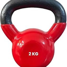 INSPIRED FITNESS Kettlebell 2kg Vinyl Coated Kettlebell, Exercise for Home Workout, Fitness for Women & Men, Lightweight, Strength Training Accessories, Vinyl for Gym Use (Red)-image-16