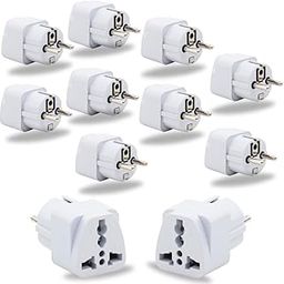 Hi-PLASST India to Europe Converter Plug, Germany Travel Adapter (Pack of 10) Type E/Type-F Universal Socket with Schuko Pin Power Plug, 2pin to 3pin South Korea • France • Europe • Russia-41