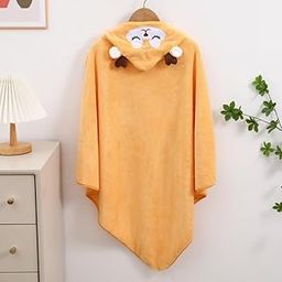 Mee Mee Hooded Baby Bath Towel for New Born | Wash Cloth, Quick Absorbent, Can be Used for Baby Swaddling, Extra Soft Cotton Towels for Kids/Toddlers/Infants/Babies, Pack of 1, (Orange Sheep) 80X80 CM-image-95