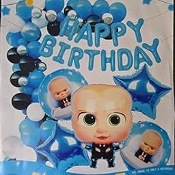 BookMyBalloons® Baby Boss Theme Birthday Decoration Kit for Kids – “Happy Birthday” Letter Balloons, Foil Balloon Set, Navy Star Balloons & Balloon Garland Accessories-image-21