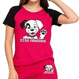 Women's Cotton Half Sleeve T-Shirt & Short Pyjama Set | Printed Top & Shorts Nightsuit Pair for Women | Casual Two-Piece Co-Ords Outfits (Pack of 1)-image-79