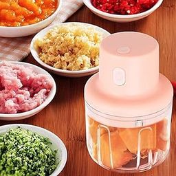 Electric Mini Garlic Grinder Chopper Vegetable Meat Fruit Crusher Small Food Processor with USB Cable (Multicolor)-picture-16