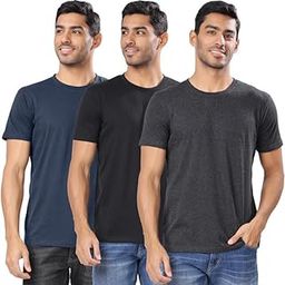 Men Round Neck Tshirt for Men | Cotton Blend Multicolor Half Sleeve T-Shirts (Pack of 3)-image-75
