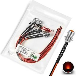 CHANZON [UL Wire] 5 pcs 8mm Panel Mount + 5mm LED Colored Orange Pilot Diode Light (Diffused Round Lens) 12V Universal Flush Mount Dash Board Indicator Panel Socket Lights Bulb Lamp for Cars Boats-image-23