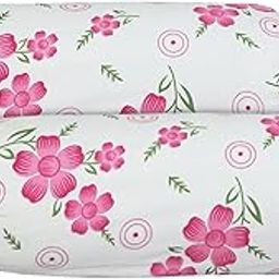 Kuber Industries Bolster Covers | Soft Cotton Bolster Cover Set | Bolster Pillow Covers | Pink Circle Flower Roll Masand Cover | Long Pillow Case | 16x32 Inch | Pack of 2 | White-40