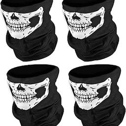 Balaclava Skull Ghost Face Mask 4Pcs Neck Gaiter for Men Skeleton Motorcycle Gator Call of Duty Ghost for Outdoor Sports Black, Medium-picture-50