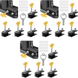 SNOWIE SOFT® 12PCS Sliding Window Locks with Keys Adjustable Security Aluminum Door Lock for Baby Safety Stopper for Home Office School Black-image-24