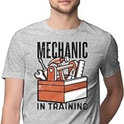 Men's Regular Fit T-Shirt Mechanic in Training 100% Cotton T-Shirt Melange Grey; _PT_49560-image-73