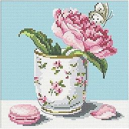 MYADDICTION Flower Stamped Cross Stitch Kits Dimensions for Beginners DIY 21 x 21cm 14CT-image-37
