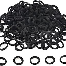 Hair Ties for Girls and Kids Soft Premium Cotton Mini Elastic Rubber Bands Stretchable Non Slip Small Ponytail Holder Tiny Black (Pack of 100)-image-3