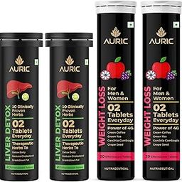 Auric Liver Detox & Get Slim Combo 20 Tablets Each with 10 Ayurvedic Herbs | Clinically Researched Therapeutic Ingredients-image-8