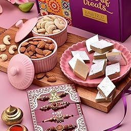 HyperFoods® Rakhi Gift For Brother with Sweets and Dryfruits Kaju Katli 200g and Cashew and Almonds 250g Gift For Raksha Bandhan Sweets for Gift with Set of 4 Rudrakshtam Rakhi with Roli & Rice-image-45