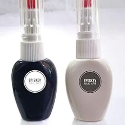 EPISKEY® Nail Art Design Dotting Painting Drawing UV Polish Brush Pen Tools Set Kit Nail Art Pack Of 2 (White Black) (NAIL ART WB)-48
