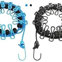 Portable Clothesline with 12 Clothespins, Windproof Travel Clothesline Stretchy Retractable Elastic Laundry Clothes Line for Backyard, Vacation Hotel, Balcony Clothes(Pack of 2)-image-69