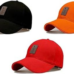 Pack of 3 caps Black Blue red caps for Men Baseball caps (Free Size)-image-65