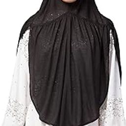 Black gathered Instant Ready to Wear Prayer Hijab-30