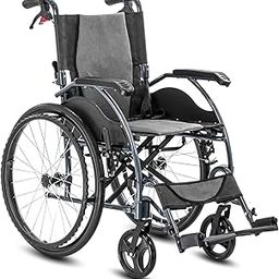 KosmoCare Elegant Breeze Premium Imported Ultra Lightweight Wheelchair With Seat Belt - Crest Series -Grey-23