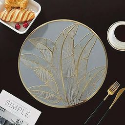 TIED RIBBONS PVC Round Table Mat Placemats for Dining Table Kitchen Mats Non-Slip Heat Resistant Wipeable Washable Outdoor Indoor (15 inch x 15 inch), (Pack of 4, Golden)-image-92