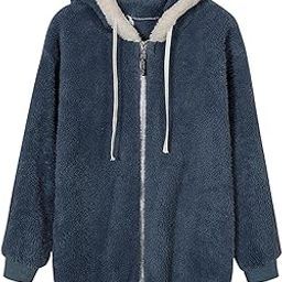 Casual Women Jacket Overcoat Warm Soft Trendy Winter Fleece Coat M Blue Clothing Shoes & Accessories | Womens Clothing | Coats & Jackets-image-40