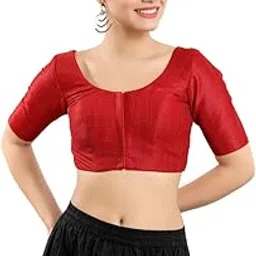 vamas Women's Silk Padded Self Design Half Sleeve Readymade Saree Blouse (X-766.N)-picture-20
