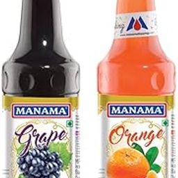 Manama Grape Syrup and Orange Syrup, 750ML Each, Mixer for Mocktails, Cocktails, Drinks, Juices, Beverages, Pack of 2-11