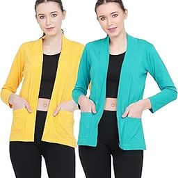 Women Pocket Shrug Pack of Two(Mustard,RamaGreen)-46