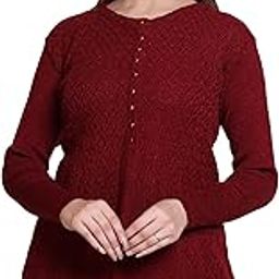 Woollen Women's Long Cardigan(9060MaroonL)-image-75