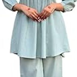 Women's Pure Cotton Cord Set – Stylish Short Kurta and Wide-Leg Pant Co-ord Set Summer Outfit-image-23