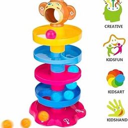 TD CREATIONS Roll Ball Tower Educational Toy – 5-Tier Monkey Ball Drop Track, 41cm Tall – Colorful Stacking Activity Toy for Toddlers 18+ Months-image-14