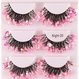 UJEAVETTE® 2x3 Pairs Luminous False Eyelashes Dramatic Glitter Eyelashes Soft for Stage Pink-29