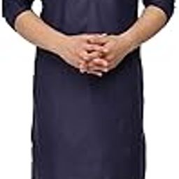 WELTPOCKET ¢ Men's Cotton Knee-Long Full Sleeve Solid Straight Kurta Pyjama Set (Medium, Navy) 38-picture-10