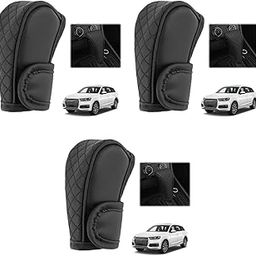 STHIRA® Premium PU Leather Car Gear Knob Cover Fashionable Anti-Slip Durable Universal Fit Protects Against Scratches Wear Enhances Interior Black 12 x 9 x 5cm 3PCS-image-18