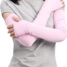 Women's Cotton Fingerless Fit Stretchable Long Full Arm Sleeves/Gloves for Bikers Protects From Sun & Cold(Pack Of 01,Pink)-picture-11
