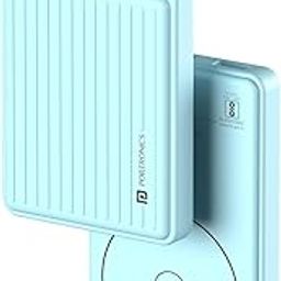 Portronics Luxcell Wireless Mini 10k 10000mAh 15W Magnetic Wireless Fast Charging Nano Power Bank with 22.5 Wired Output Compatible with iPhone 12 & Above & Other QI Enabled Devices(Light Blue)-12