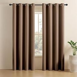 Drapeloom Door Curtains 7.5 Feet Set of 2 – Thermal Insulation 100% True Blackout Curtains, Black Backing & Fade Resistant Drapes for Living Room, Bedroom (Light Brown)-image-50