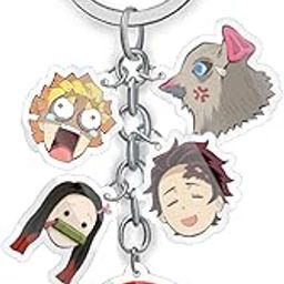 Careflection Demon Slayer: Kimetsu no Yaiba Anime Keychain Keyring Nezuko Tanjiro Zenitsu Inosuke Hanging Pendant Cute Chibi Ornament (Zenitsu)-picture-28