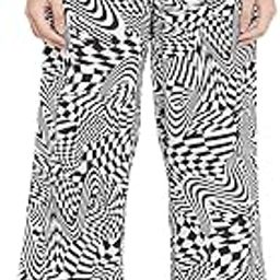 Women's Crepe Print Me Pretty Flared Pants In White-image-47