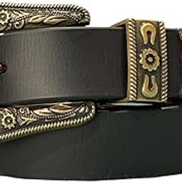 Oil Pull Up Harness Leather Black Colour Unisex Three part Metal Fitting Cowboy Belt-image-58