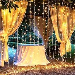 Litehom Copper 8 Modes Curtain Led Lights 180 Leds 18 Led Light 3 Meters Each Indoor/Outdoor Decoration For Diwali,Christmas,Diwali Lights For Decoration For Home Diwali Light(Warm-White Light)-image-64