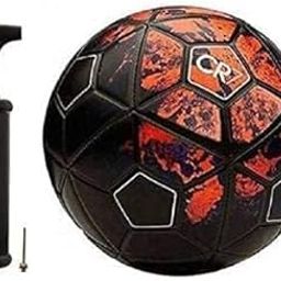 CRAZX Hand Stitched Soccer Football | Suitable for Hard Ground Without Grass | Training Ball | Soccer Ball | for Men/Women | Football Size - 5 with Pump (CR7)-image-15